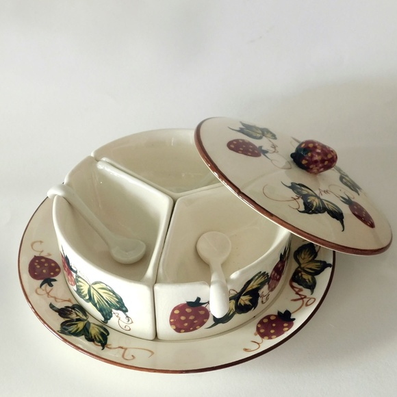 1980s Fred Roberts Company Marmalade Set with 3 Spoons MINT - Picture 1 of 7